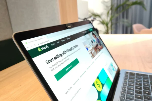Person working on laptop reviewing e-commerce store data