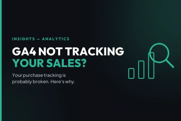 Ecomm Decoded insights card: why Google Analytics is not tracking your store purchases.