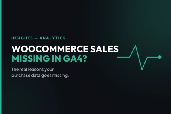 Ecomm Decoded insights card: why WooCommerce sales are not showing in Google Analytics.