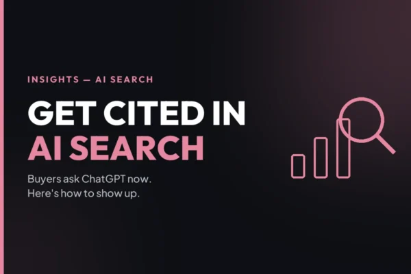Ecomm Decoded insights card: how to get an e-commerce store cited in AI search like ChatGPT and Perplexity.