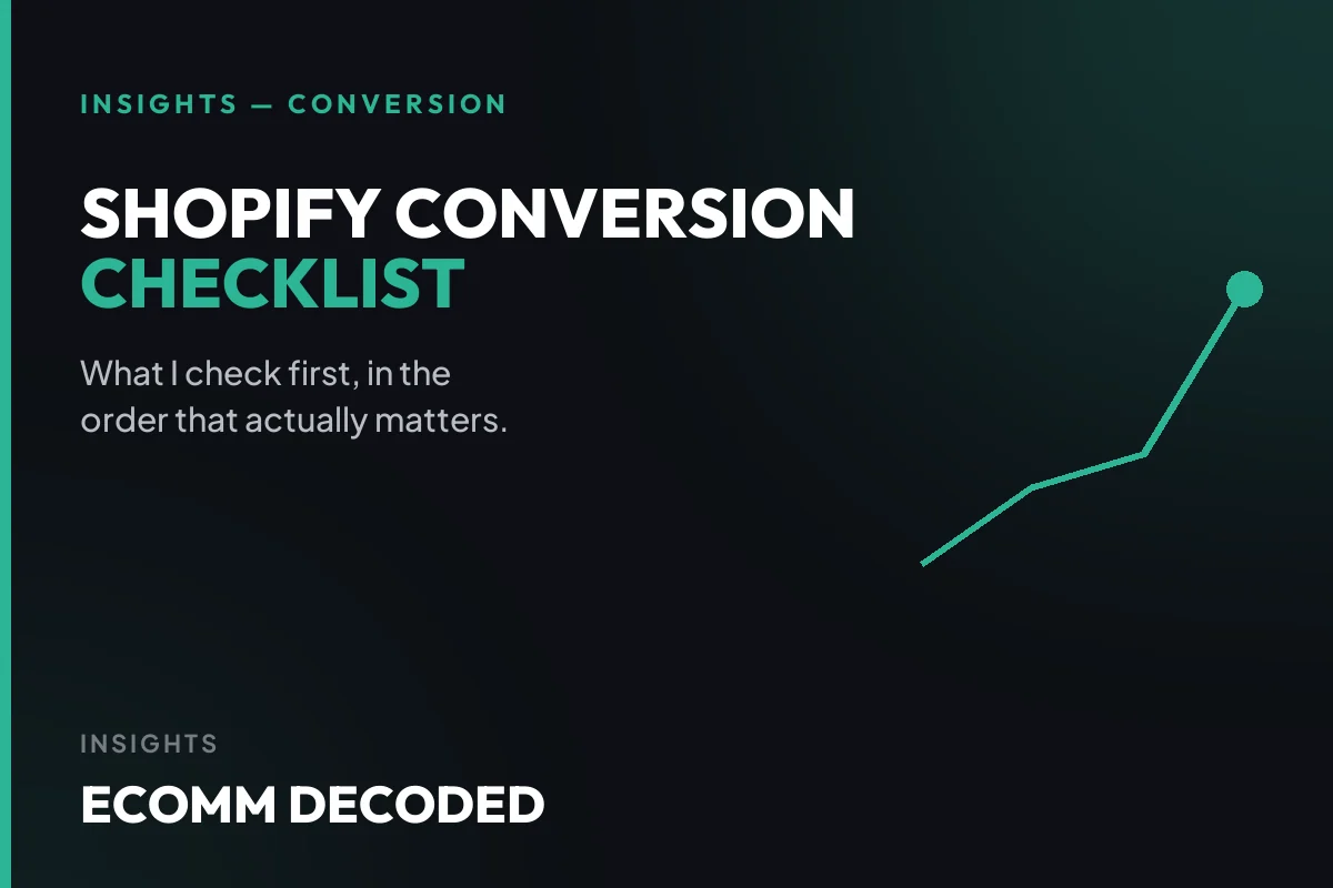 The Shopify conversion checklist a specialist runs first, in priority order.